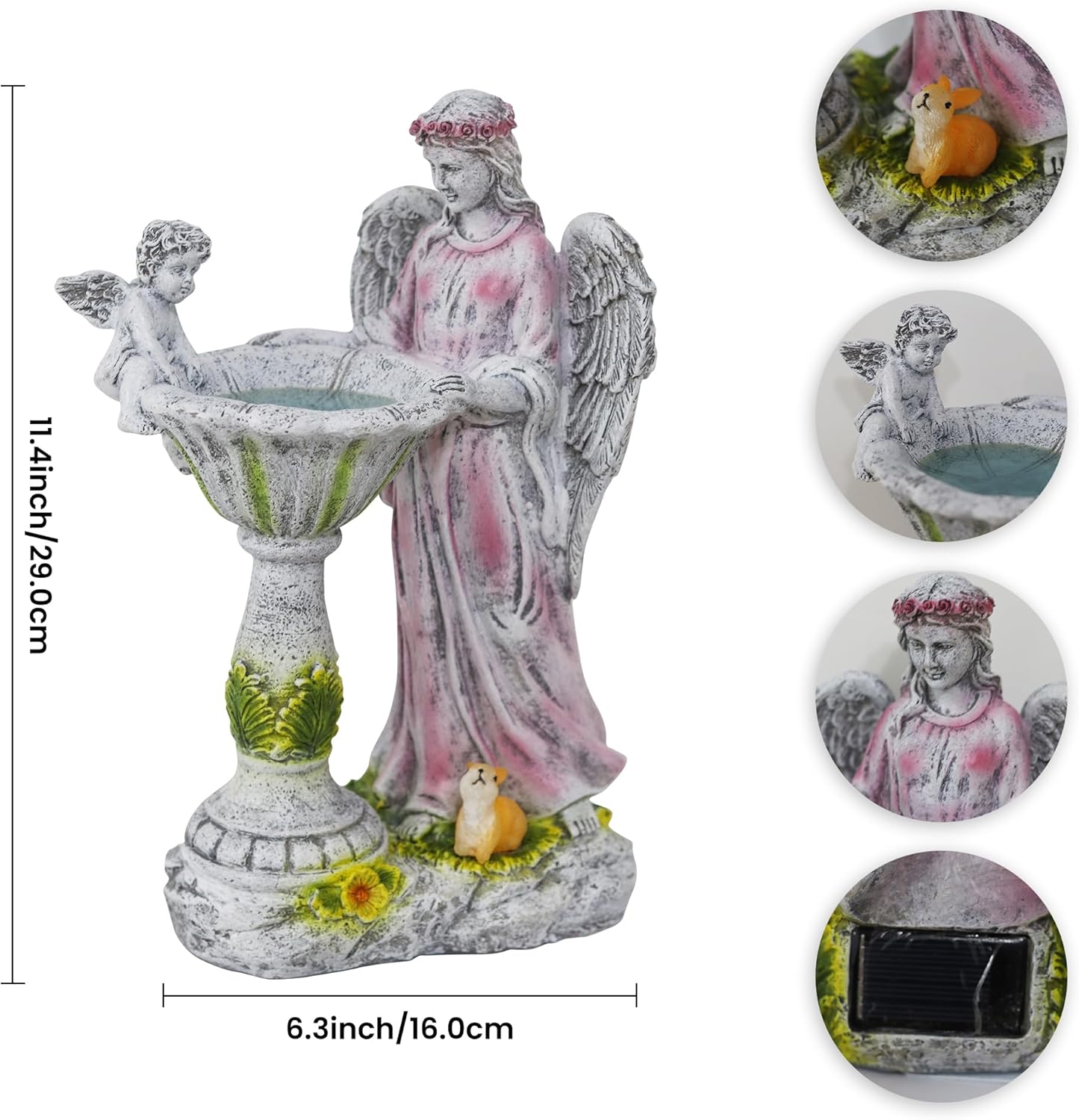 Solar Garden Statue Outdoor Decor, Angel Garden Figurine with Color Changing Light Waterproof Outdoor Statue Resin Sculpture Lawn Ornament for Patio Lawn Yard Christmas Birthday Housewarming Gift