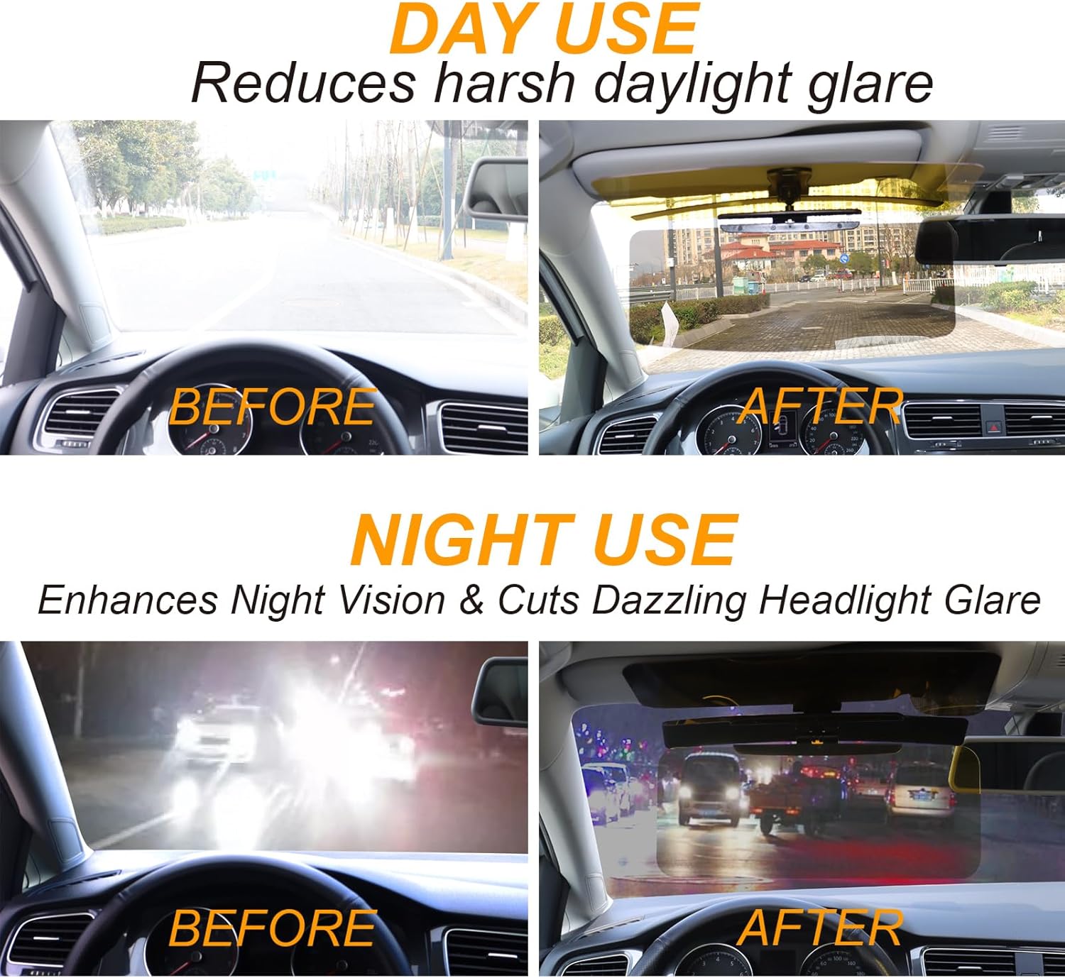 Sun Visor Extender for Car, Polarized Sunvisor Extender Attachment, Clip on Sun Visors Extension Sun Blocker for SUV, Anti-Glare for Safe Driving (L, Day and Night)