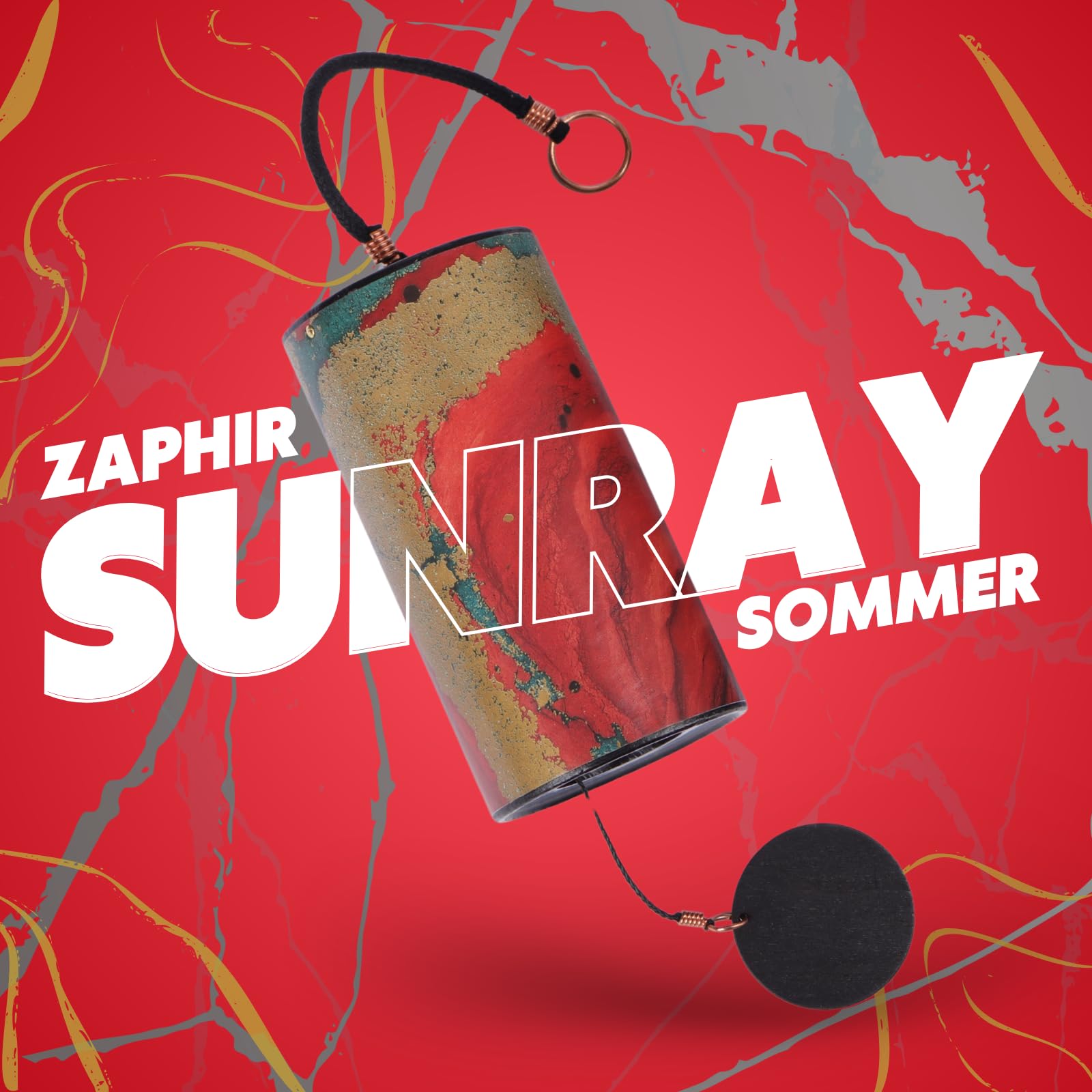 Zaphir Klangspiel Sunray Sommer | Windspiel Geschenkverpackung in Schwarz - Chimes als Geschenk für Yoga, Kinder und Meditation in Rot