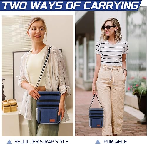 Miniatura 6 de Bolsa de almuerzo aislada ZRSUN para mujeres y hombres, lonchera reutilizable de 3 capas para mujeres, lonchera expandible reutilizable resistente