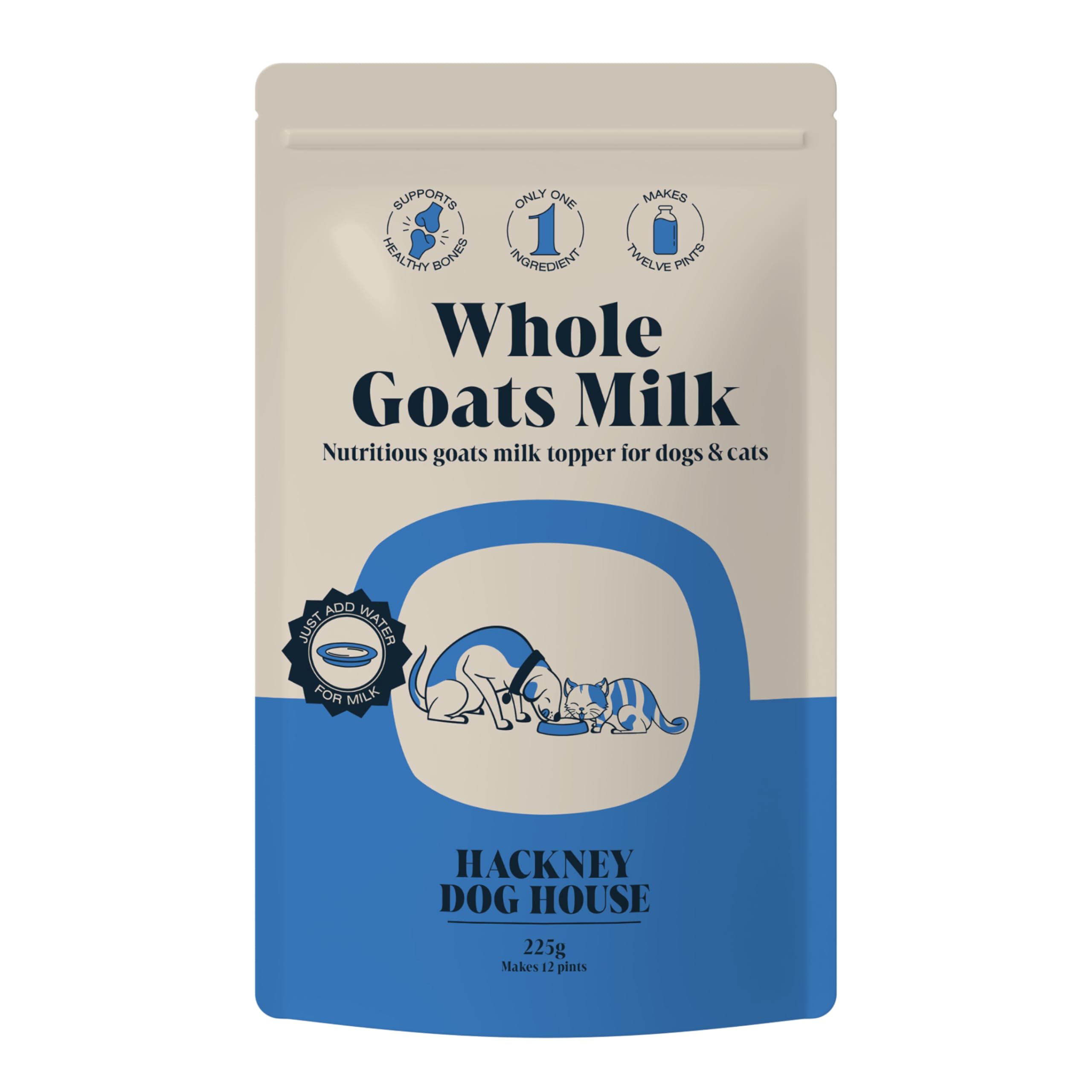 Hackney Dog House Goats Milk Powder for Dogs & Cats | Create Delicious Goats Milk-Drink | For Adult & Puppy | Each Pack Makes 12 Pints