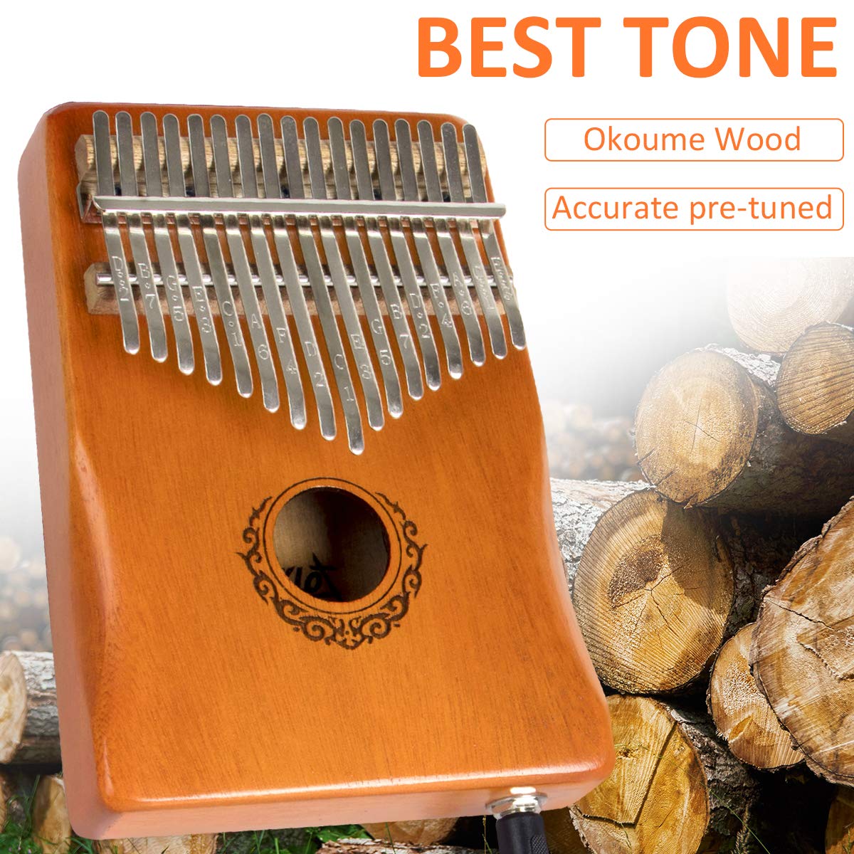 AKLOT 17 Chiave Kalimba elettrico,EQ Kalimbas Thumb Piano Marimba con pickup integrato Set di avvio professionale Kalimba per bambini principianti adulti