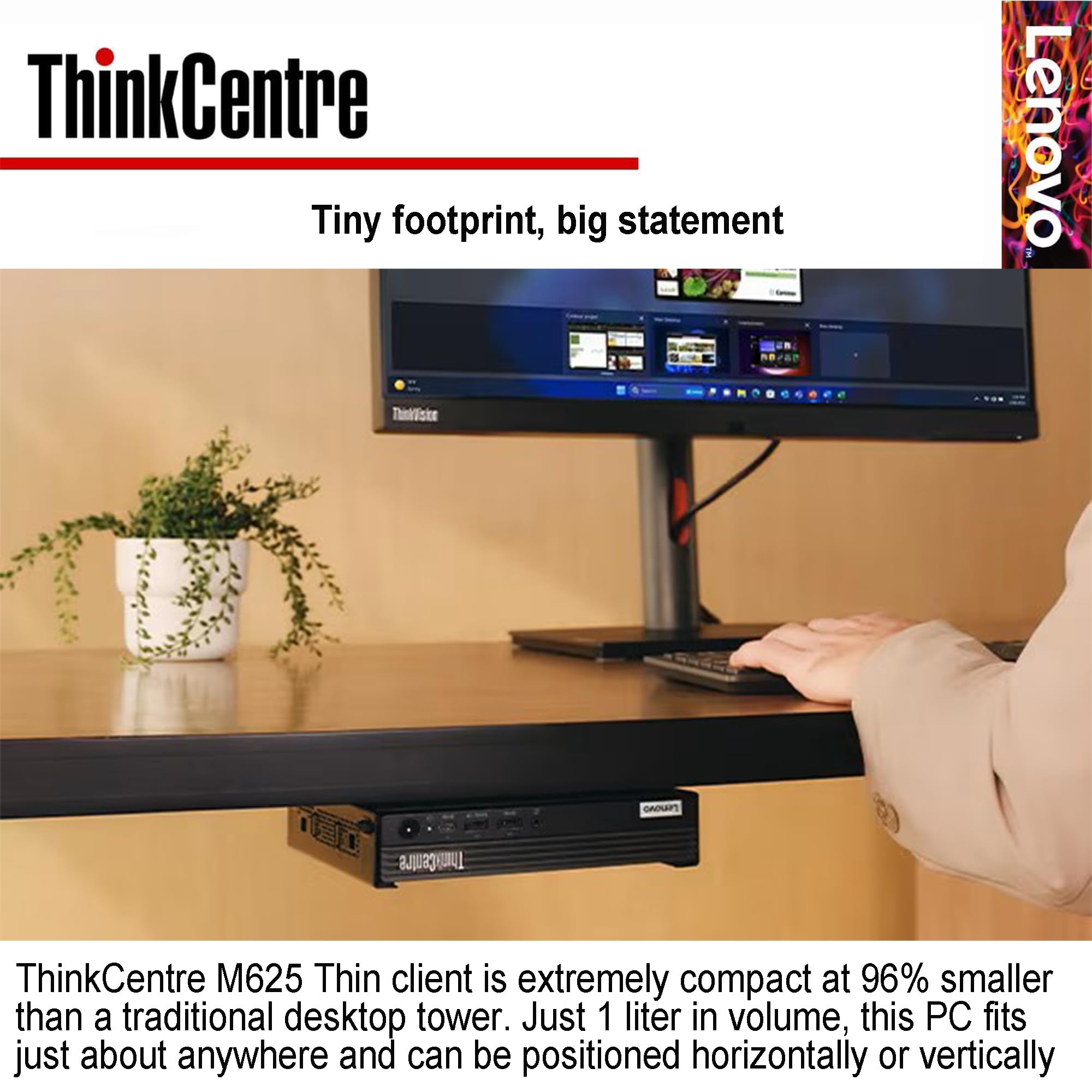 Lenovo ThinkCentre Micro Desktop, 16GB DDR4 RAM, 1TB SSD Drive, AMD Processor & Graphics, Dual-Display Support, Wi-Fi, Bluetooth, USB, RJ-45, Windows 11 Pro, Business-Grade, Home-Friendly