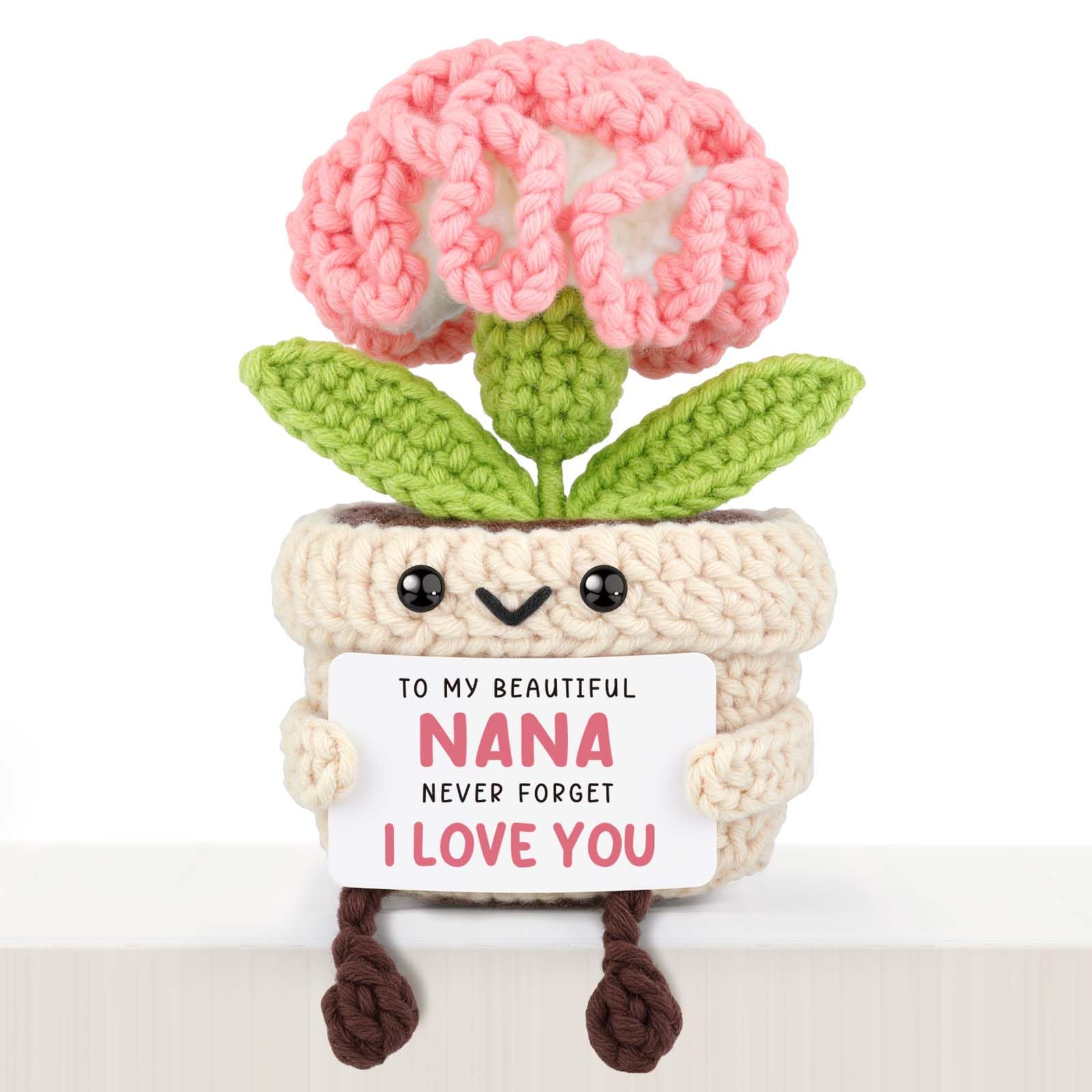 Giftasy Nana Gifts, Nana Birthday Gifts - Handmade Crochet Cute Carnation, Presents for Nana from Grandchildren for Mother's Day, Christmas, Birthday