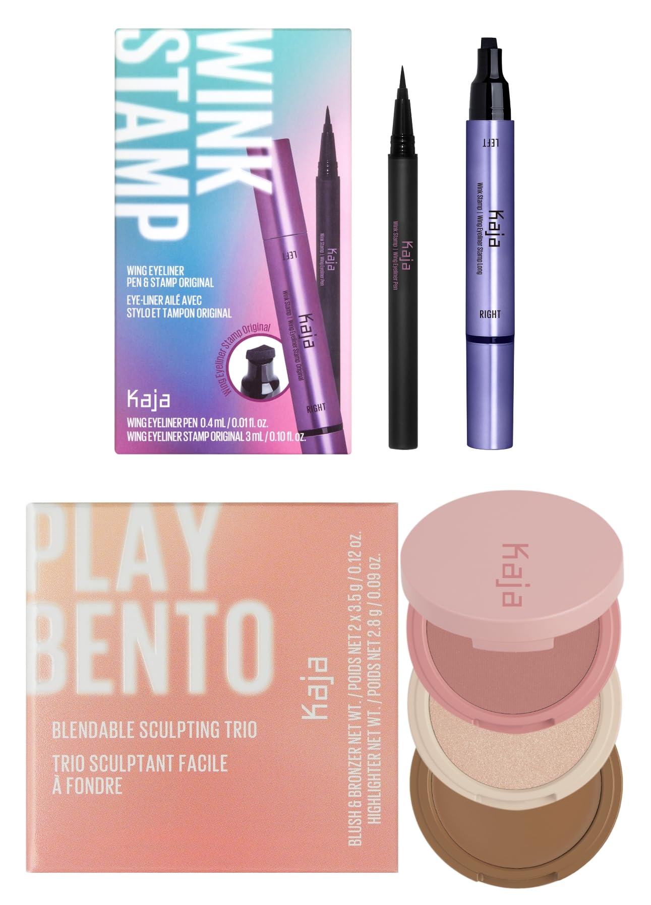 Kaja Winged Eyeliner Pen - Wink Stamp 3-in-1 Blendable Sculpting Trio - Play Bento 01 Butter Up Bundle