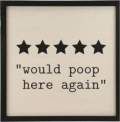 Wall Things Co. - Letrero con texto en inglés "Would Poop Here Again", rústico y divertido para colgar en la pared, decoración de granja moderna, 16