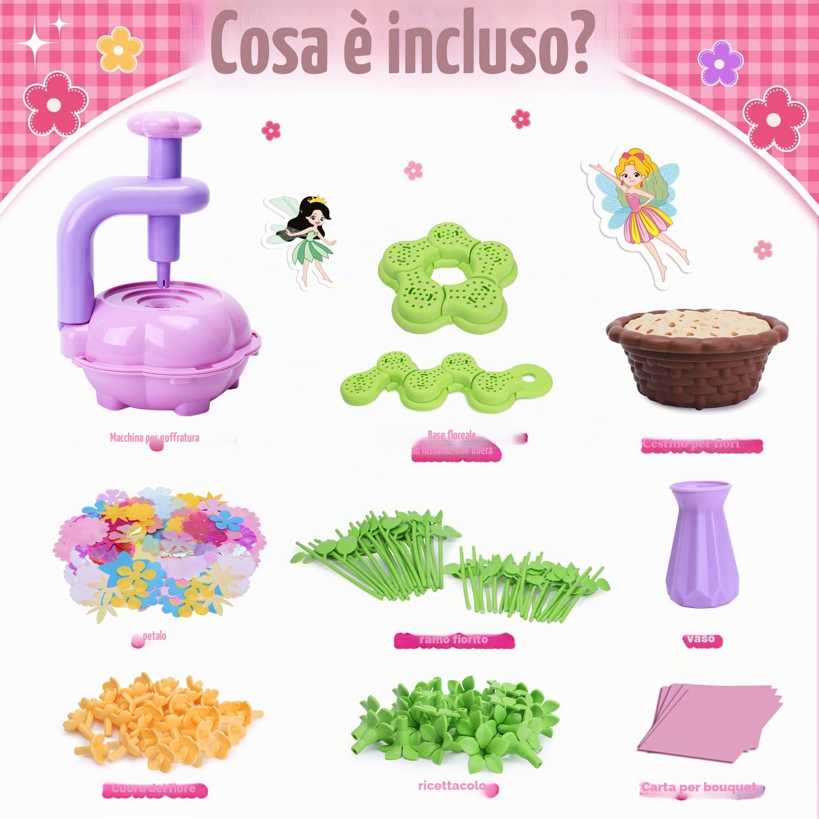 Sumsoltic Giochi Bimba 4 5 6 Anni Macchina per Goffratura Set di Artigianato per Bambini Kit per Fiori Pressati Giocattoli Creativi Regalo Bambina 4 5 6 7 8 9 10 Anni