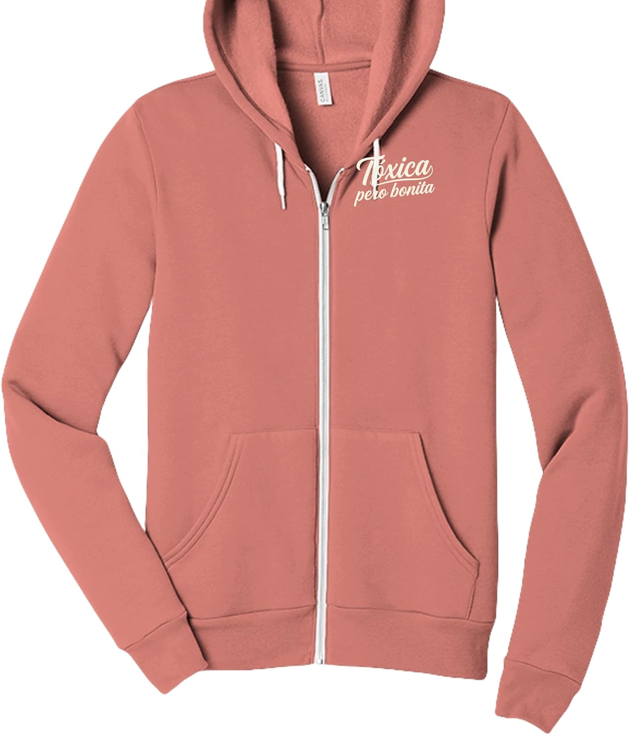 Cultura Prints Co Women’s Zip-Up Hoodie – “Tóxica Pero Bonita” Graphic Sweatshirt, Casual Streetwear Jacket Cranberry
