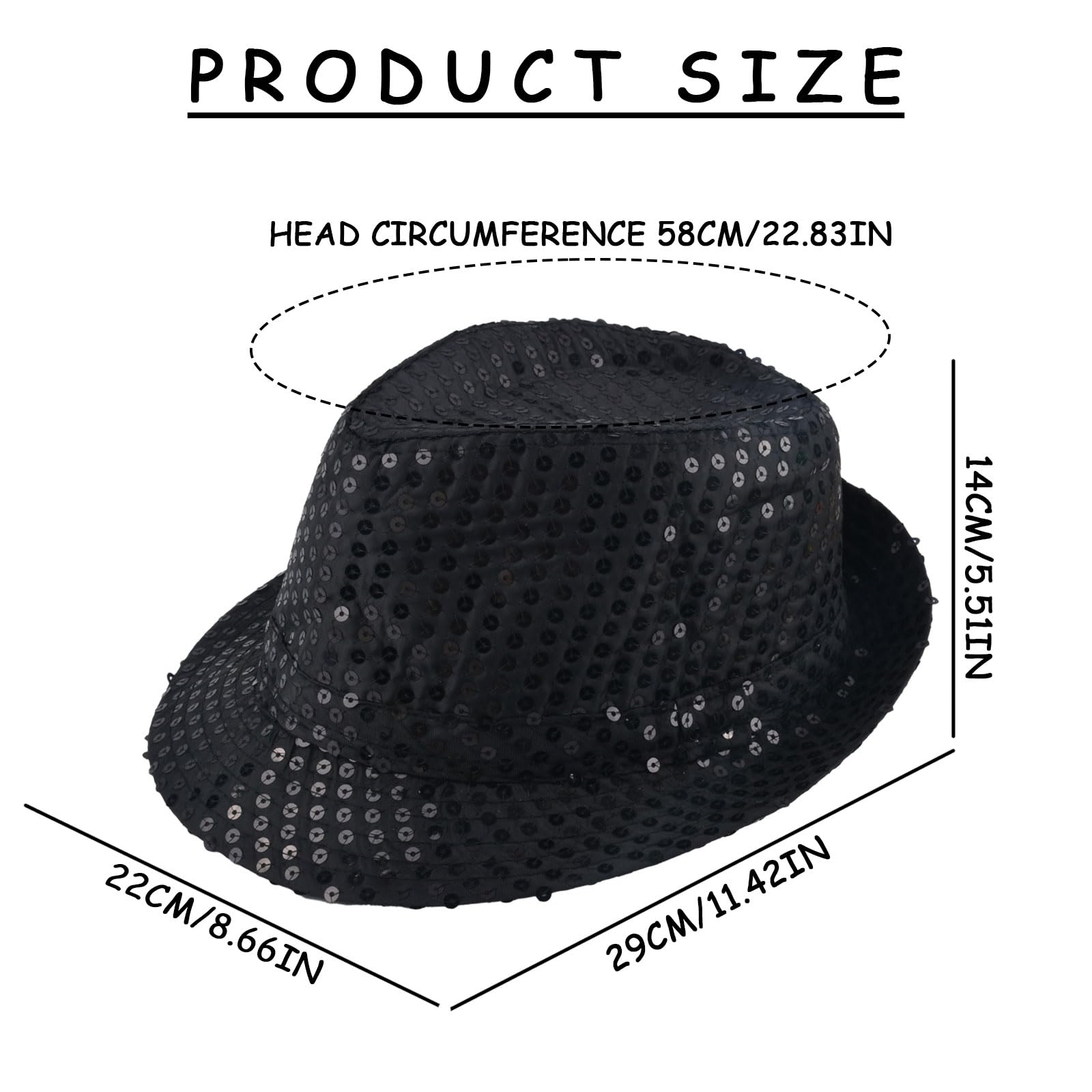 MUNSKT Glitter Jazz Caps, Sequin Hat for Adults Sequin Hat for Party Hip Hop Sequin Hat for Bachelorette Party Night - Image 2