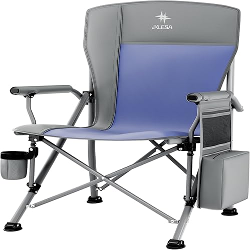 Silla de campamento XL resistente con capacidad de 396 libras (525 libras máxima), tela Oxford 1680D impermeable, asiento y respaldo acolchados de 2