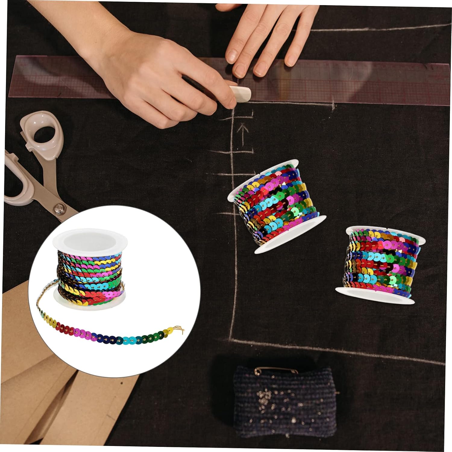 10rolls Sequin Spool String for Dress and Headband Embellishment Tear Resistant Lightweight Crafting Trim for Sewing Costumes and
