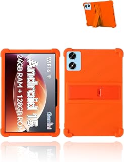 for Frameflow P10_A Android 15 Tablet,10.1" 2.5K Ultra Clear Display Tablet Model Case,UYRUREL Soft Silicone Adjustable Stand Cover Lightweight Kids Friendly,Orange.