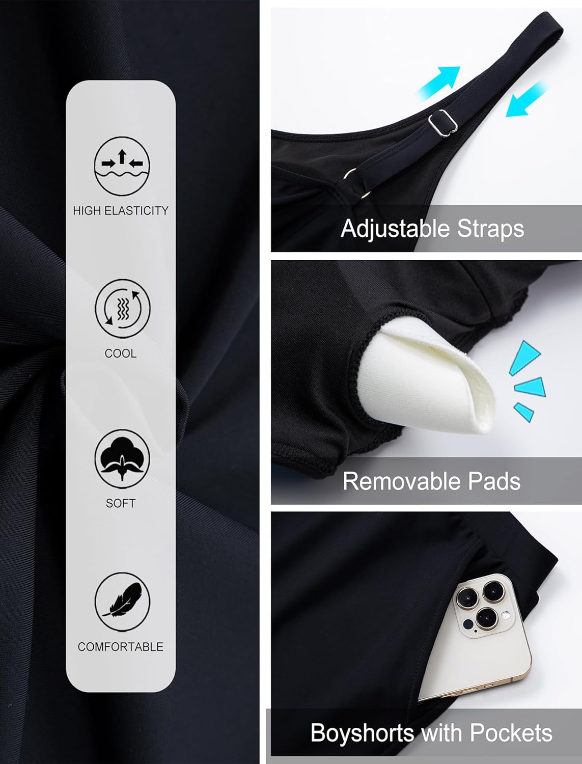 Arolina Women's Plus Size Tankini Swimsuits Two Piece Tummy Control Bathing Suits Hide Belly Swim Dress with Boy Shorts - Image 7