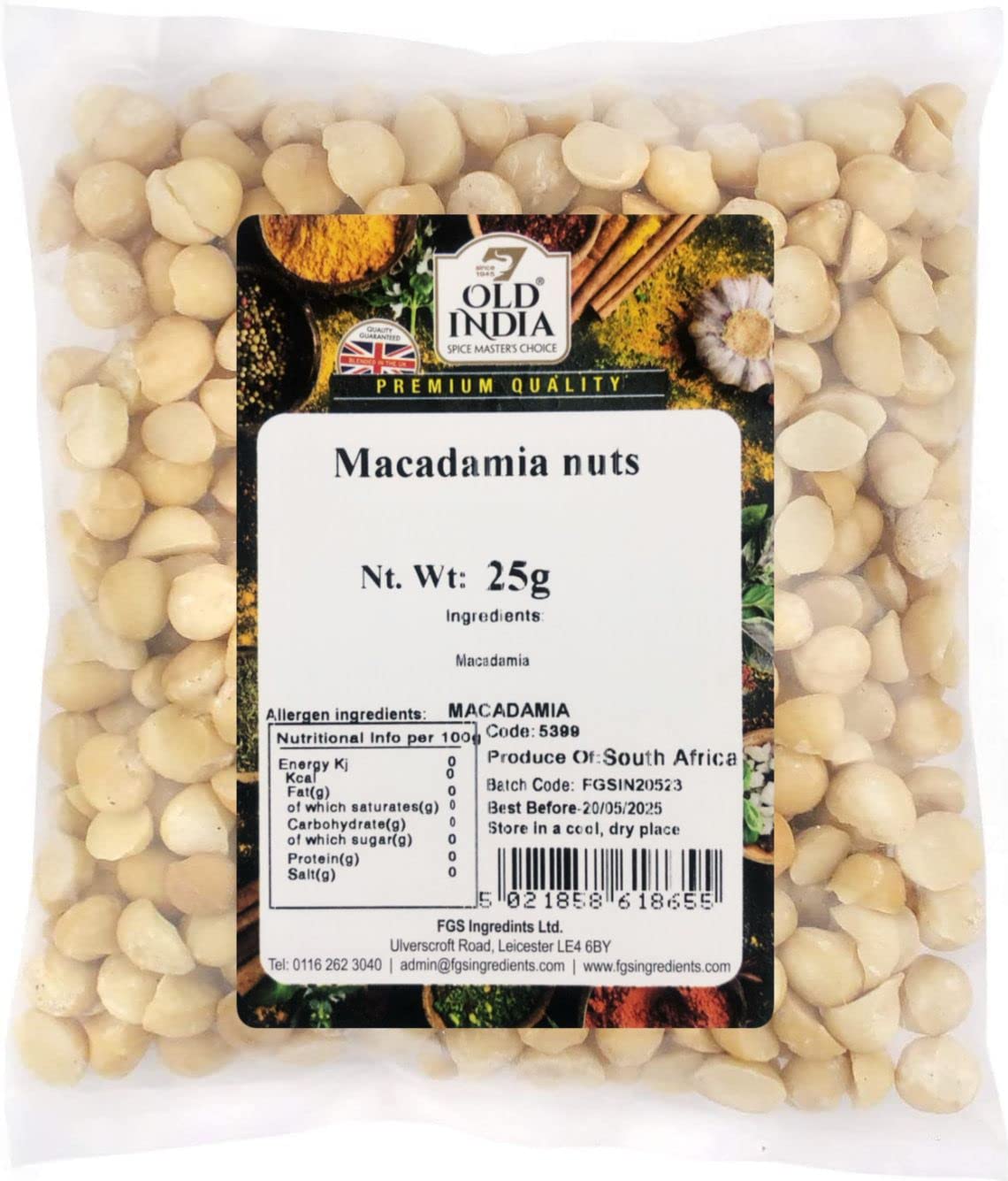 Old India Macadamia Nuts 25g