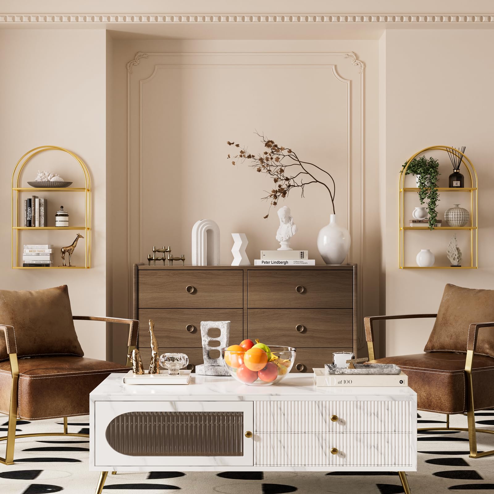 置物  GOLD DISH Amazon.com: Crofy Gold Arched Frame Wall Shelf, Decorative 3