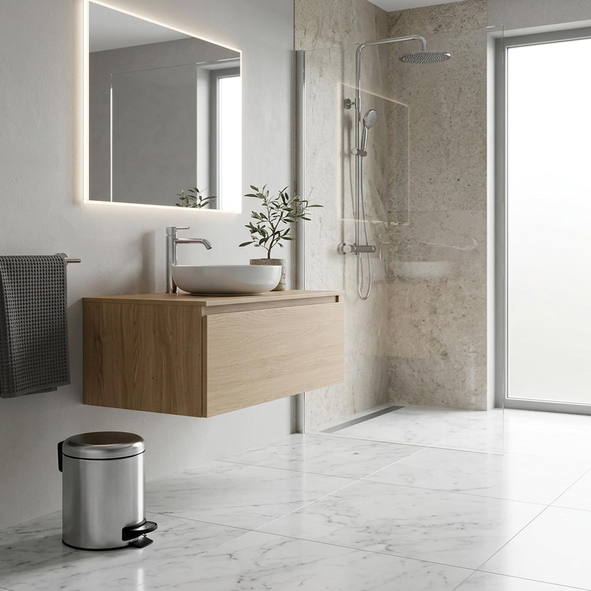 GEDY G-Potty pattumiera bagno satinata 3 L, Misure: 25,1X17,4X22,6 CM, In acciaio inox e polipropilene, Cestino bagno con chiusura soft close, Cestino removibile, Design R&S Gedy, 2 anni di garanzia