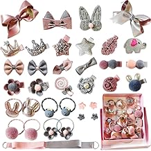 ginoya brothers 36 Pieces Pink & Grey Fancy Head-Wear Accessories For Baby Girls/Toddlers [1 Pack]
