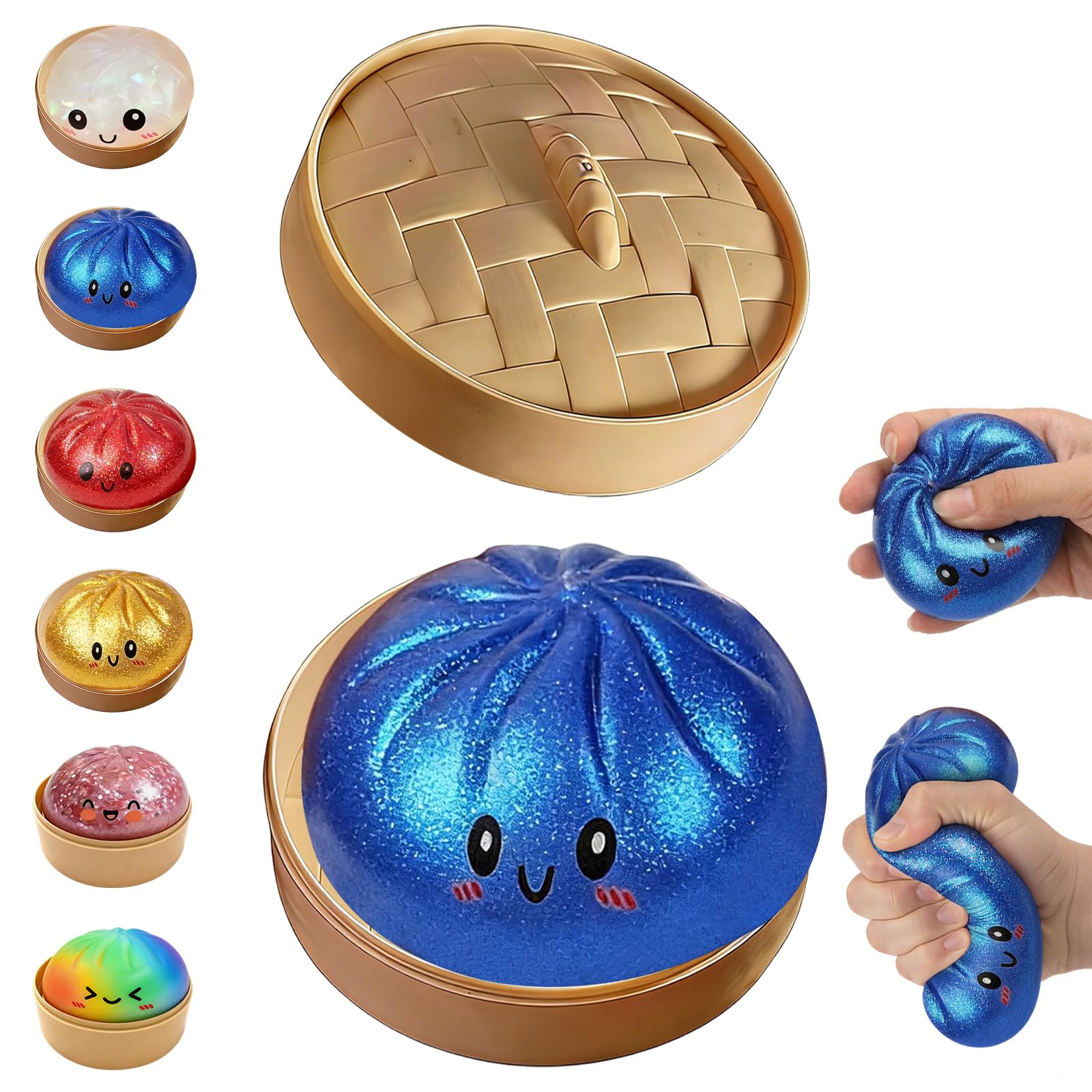 Glitter Dumpling, Glitter Dumpling Squishy with Box, 6 Color Options Dumplings Squishy Toy for Stress Relief (Gold) — view 10