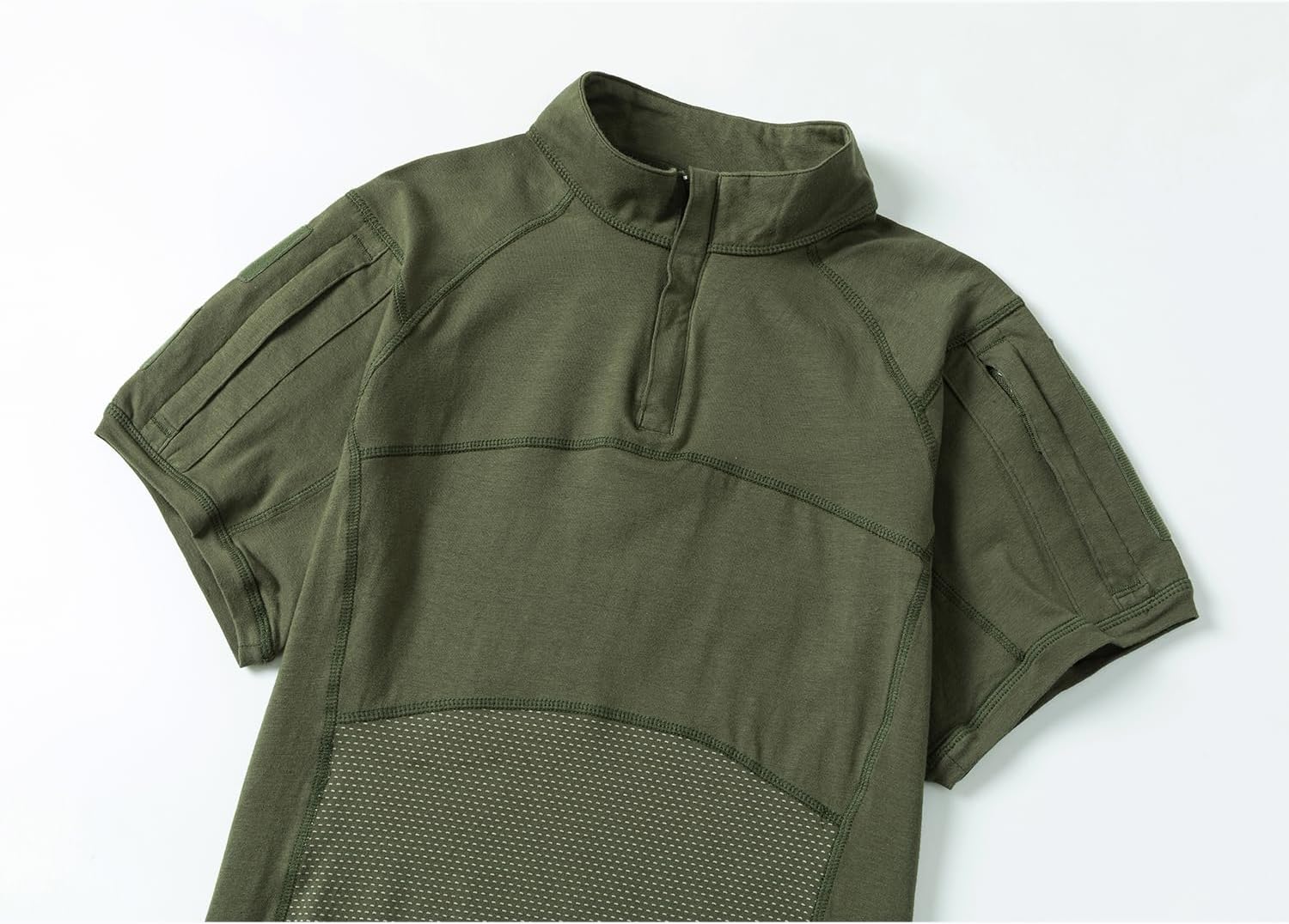 AKARMY Men's Military Short Sleeve T-Shirt, Tactical Cargo Pullover Polo Shirts, Outdoor Camo Shirt with 1/4 Zipper - Image 3