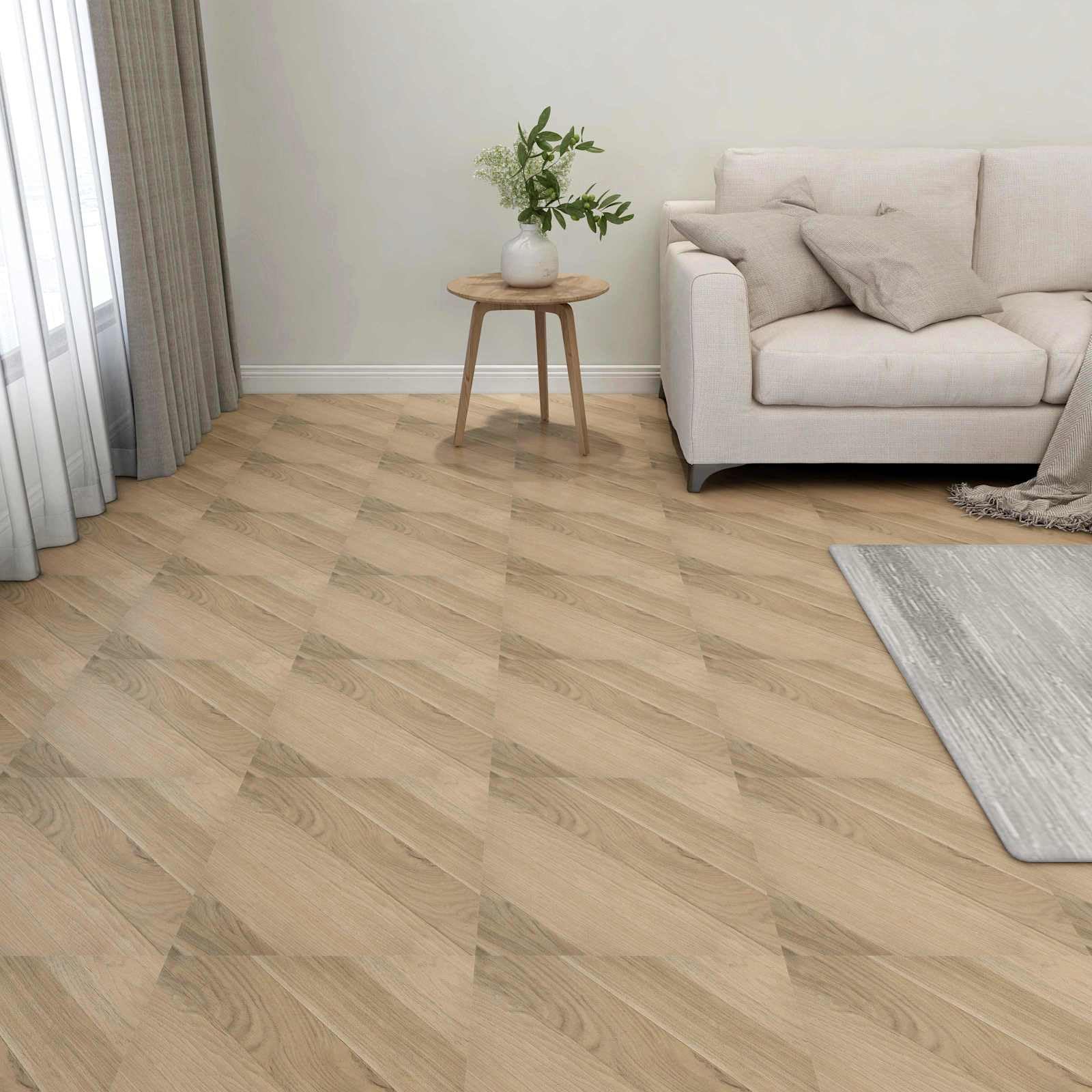 Lot de 55 dalles de sol autocollantes en PVC de 5,11 m², marron, pour l'intérieur, rectangulaires avec bords lisses, installation facile à faire soi-même, surface facile d'entretien pour les espaces