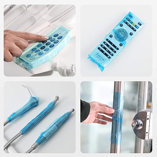 Miniatura 8 de Annhua Película de barrera para tatuajes, cubierta protectora de cinta adhesiva con caja dispensadora de bordes, hojas perforadas desechables de 4 x