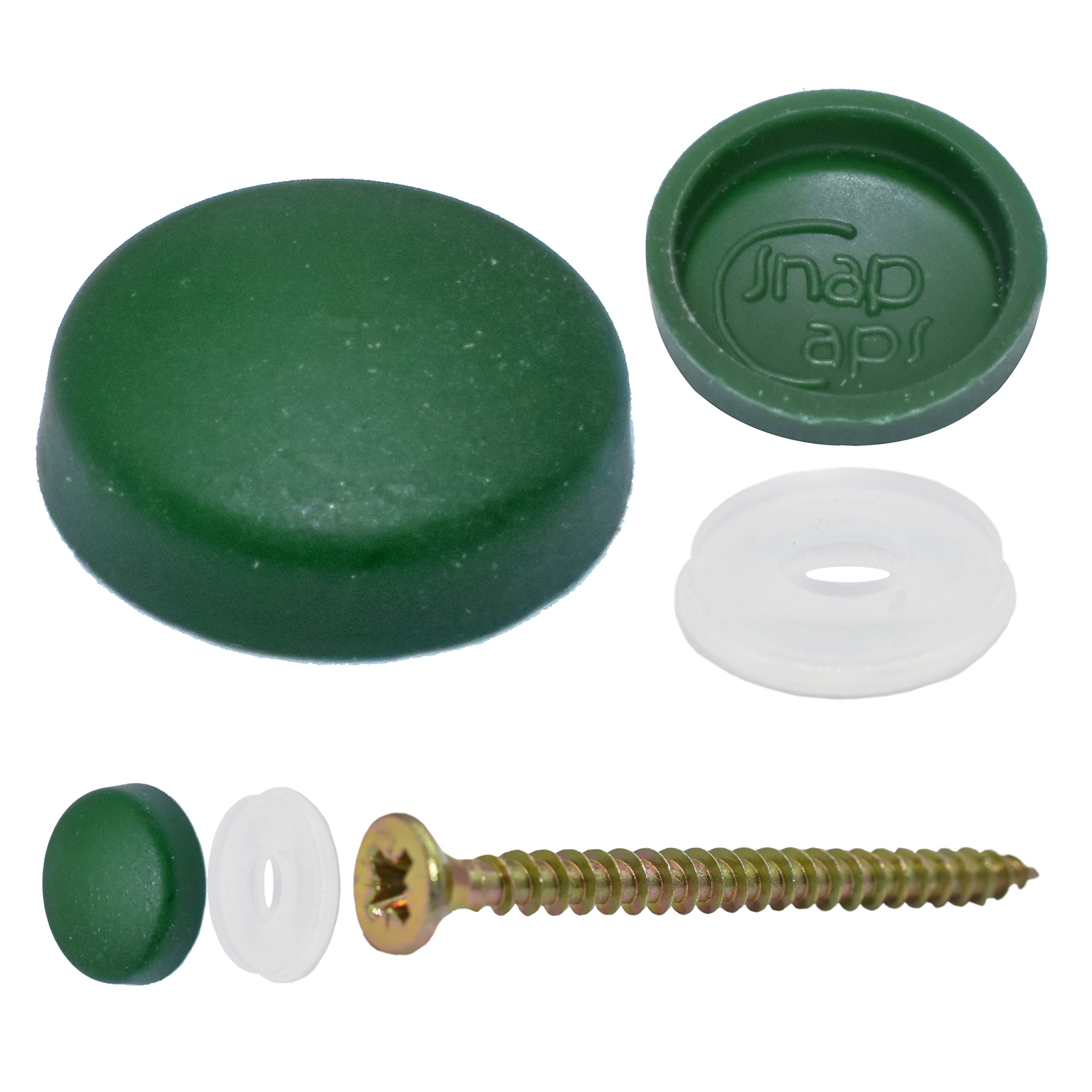 Snap-On Two Piece Dome Screw Cover Caps - Pack of 50 Large Matt Caps & Bases : Heritage Green