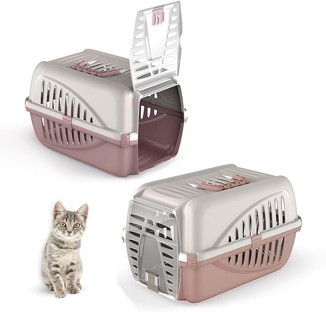 Pink Pet Cat Puppy Carrier - Premium Portable Large Front Car Travel Box Vet Carrying Case