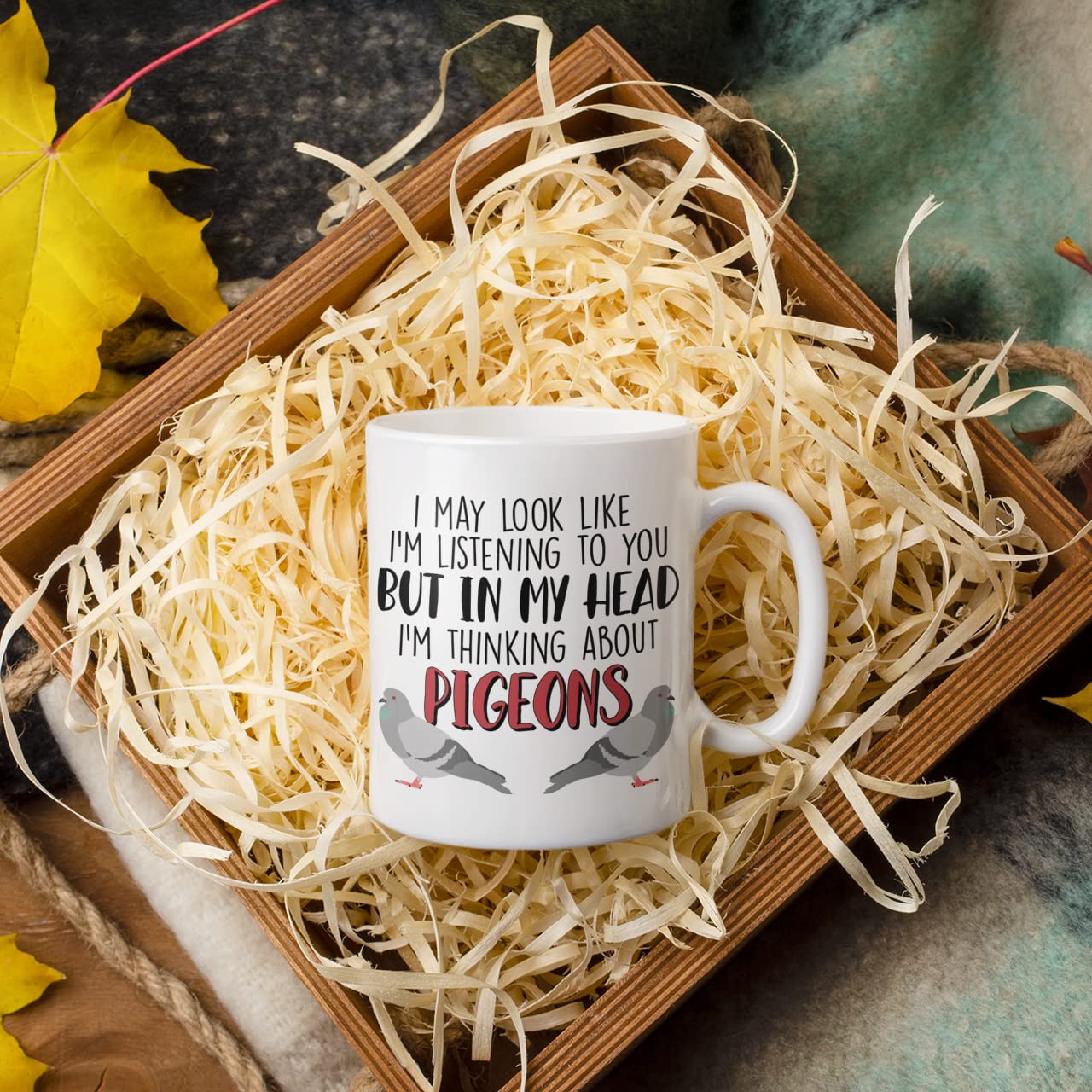 McMug - I May Look Like I'm Listening to You - Thinking About Pigeons - Mug, Ceramic, 11fl.oz, White, Medium - Image 2