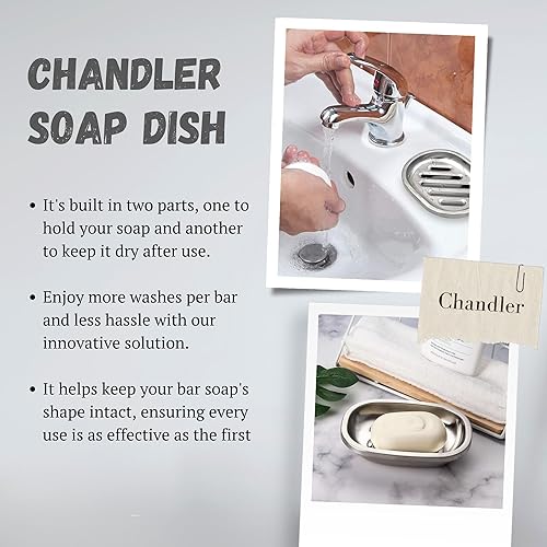 Miniatura 4 de Chandler Jabonera  Paquete de 2  Soporte de jabón de acero inoxidable  Antioxidante, soporte de esponja para fregadero de cocina  Protector de jabón