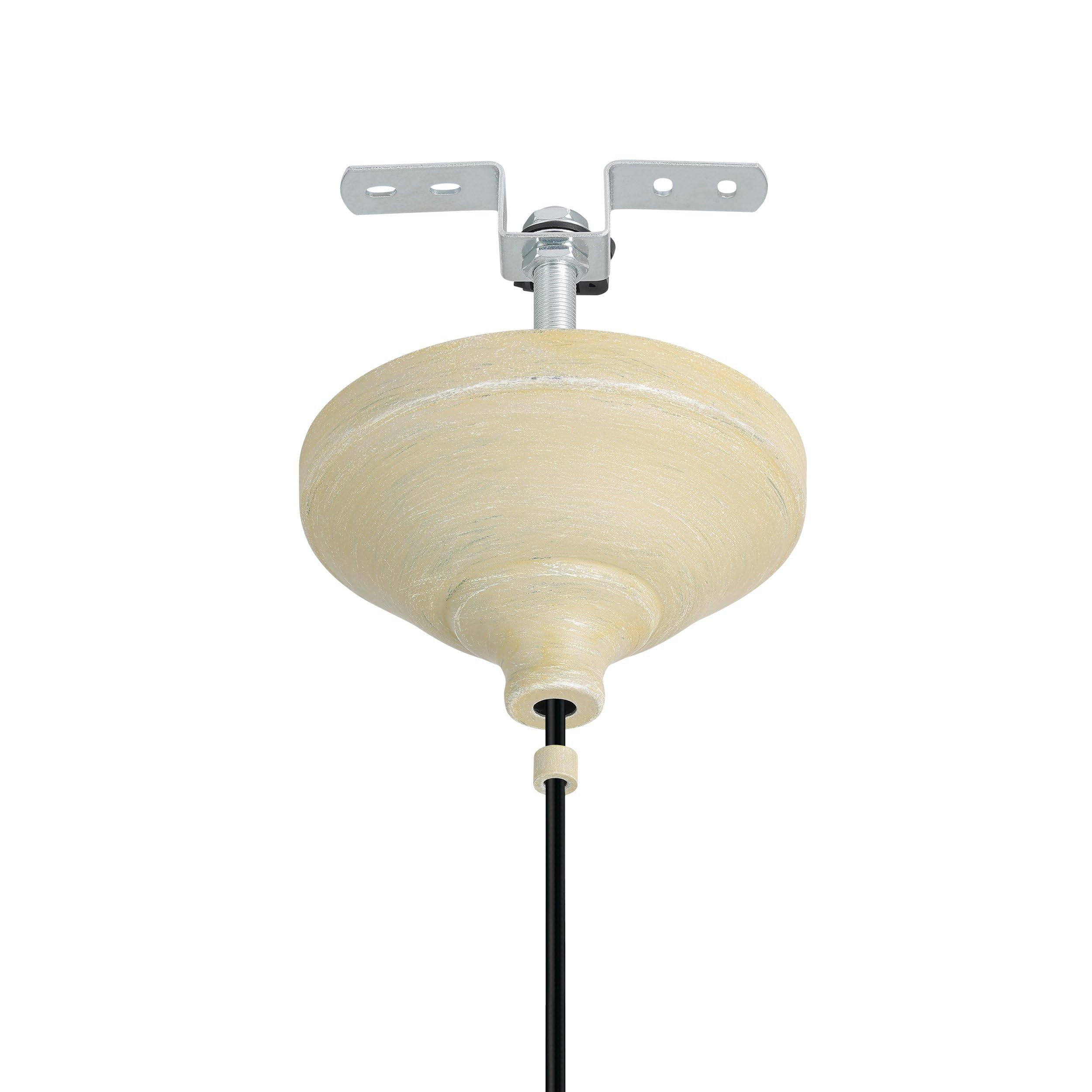 EGLO Pendelleuchte Amsfield, 1 flammige Hängelampe Vintage, Natur, Boho | Hygge, Hängeleuchte aus Stahl, Holz in Naturfarben, Esstischlampe, Wohnzimmerlampe hängend mit E27 Fassung, Ø 35 cm