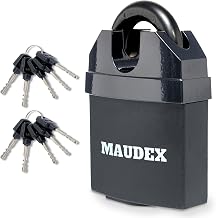 Maudex MDL60 Container Padlock with 10 Keys - 11mm Armoured Shackle Anti-Drilling Hardened Steel High Security | Security Lock for Gate, Garage, Trailer Hitch