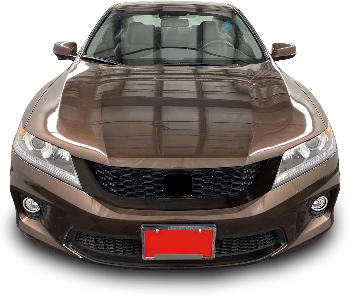 Front Grille Trim Chrome Delete Blackout Precut Vinyl Wrap Overlay Kit Compatible with and Fits Honda Accord Coupe 2013 2014 2015 - Gloss Black