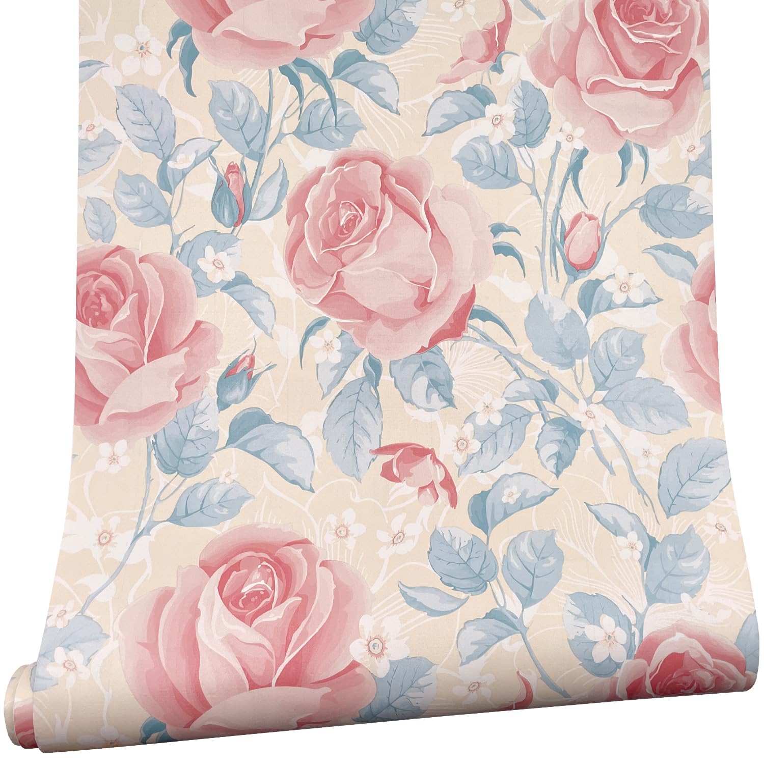 Yifasy 2 Pack Shelf Liners Blue Leaf Easy Apply Cabinet Drawer Papers Furniture Renovation Rose 17.7 Inch Wide