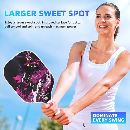 Miniatura 4 de Pickleball Paddles Set of 24, USAPA Approved Carbon Fiber Surface Pickle Ball Set - 14mm PP Honeycomb Core of Lightweight Pickleball Rackets