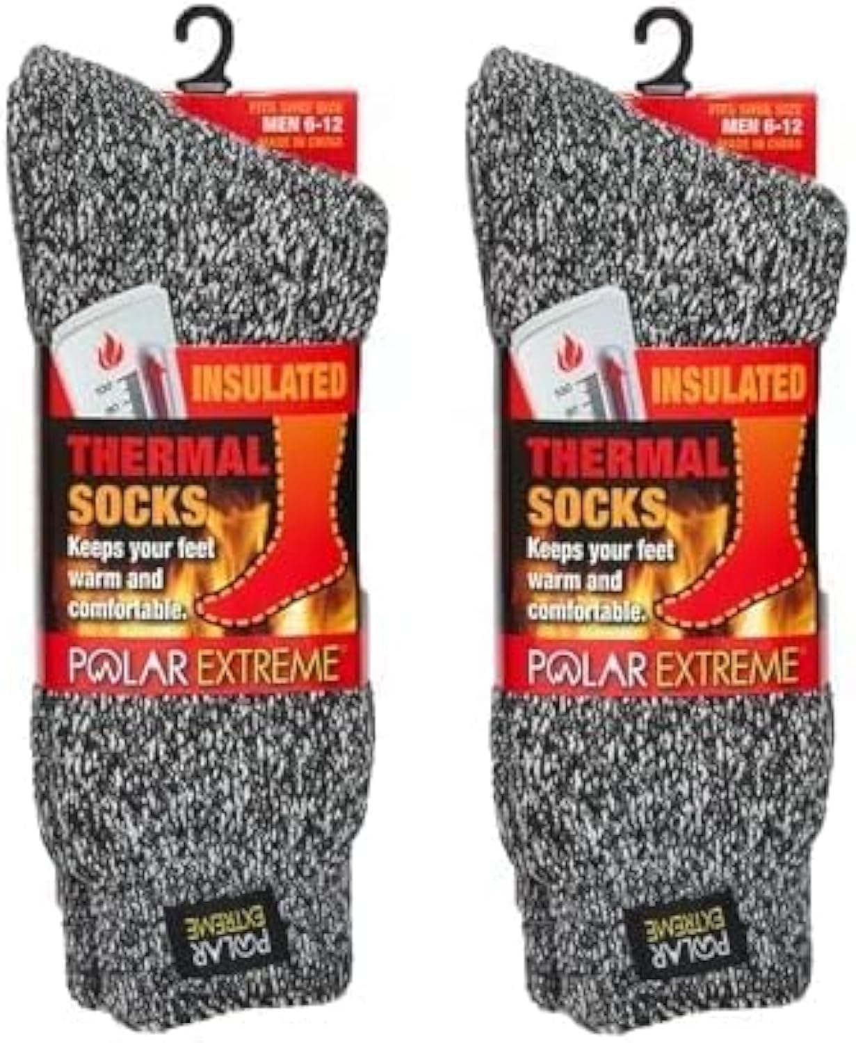Polar Extreme Men's Black Marled / Black Marled Thermal Sock Pack Of 2, Black Marl, 9-13 Uk