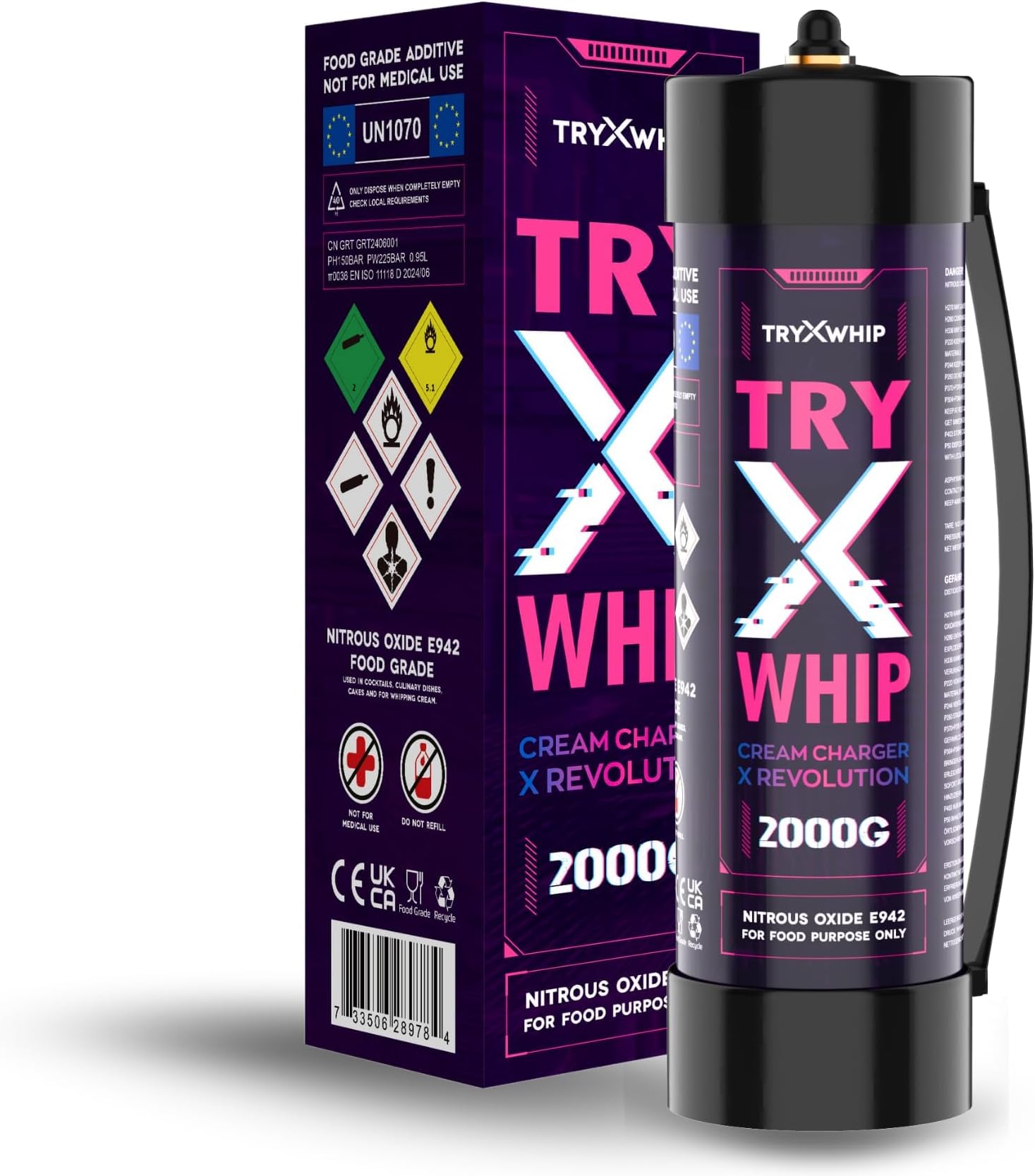 TryXWhip 3.3L Whipped Cream Chargers 2000g Whip Cream Charger Cylinder 1 Tank