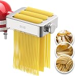 Metal Gourmet Pasta Press Attachment for Kitchenaid Stand Mixer, Pasta Maker Attachment with 5 Interchangeable Plates, Spaghetti Bucatini Fusilli Large/Small Macaroni