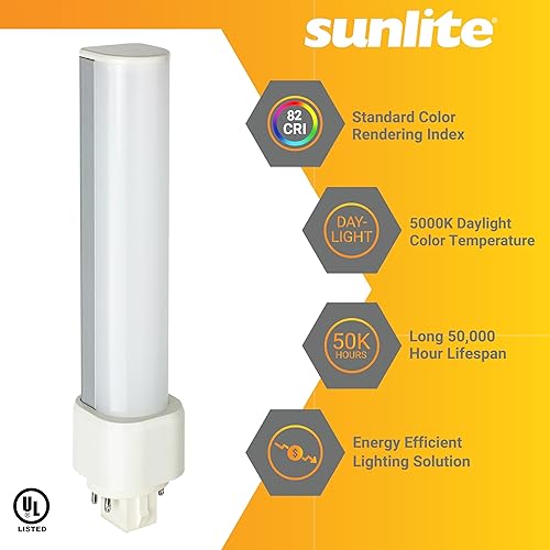 Miniatura 3 de Sunlite 41351-SU - Bombillas LED horizontales PLD de 9 vatios (equivalente a 26 W), 1100 lúmenes, base G24q, depende del lastre, reemplazo CFL,