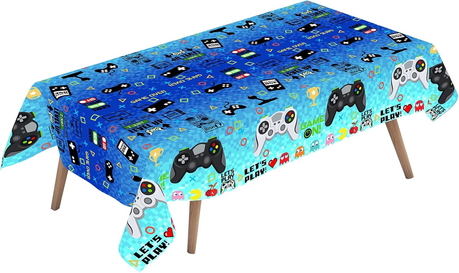 HaWenny 3 Pieces Video Game Party Tablecloths, Disposable Video Game Plastic Table