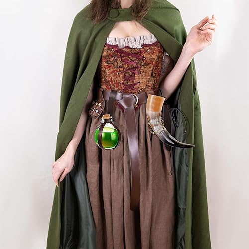 Miniatura 2 de SUMGOGO Botella de vidrio de poción de corcho mágico oscuro, cinturón de cuero de caballero medieval, accesorios para disfraz, botellas decorativas,