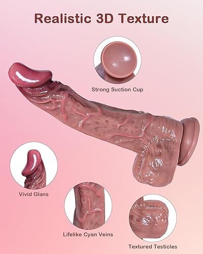 Miniatura 2 de Consolador realista para principiantes, consolador de silicona ultra suave y realista, con fuerte ventosa para jugar con manos libres, pene realista