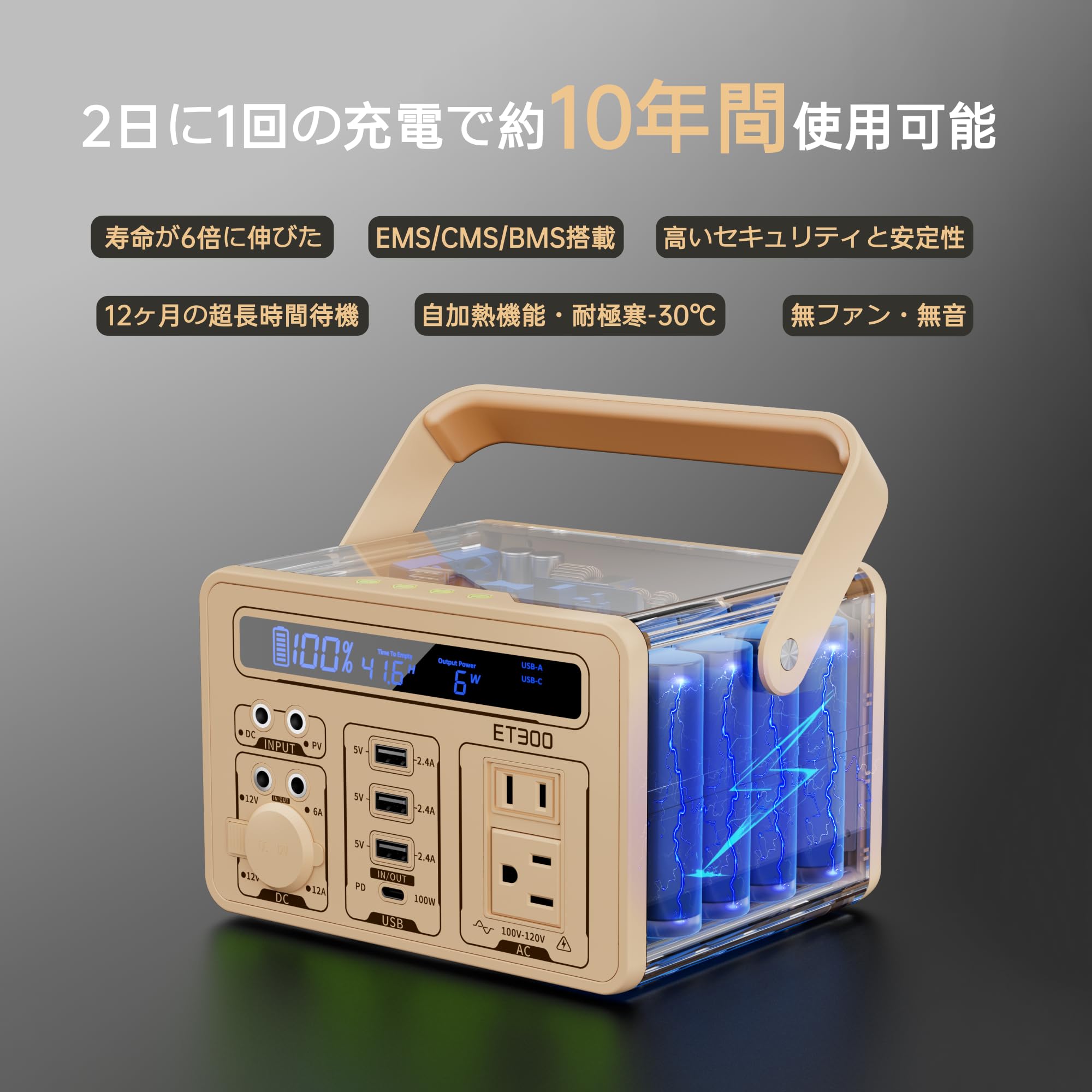 Amazon.co.jp: Acecow ポータブル電源 小型 298Wh 大容量 ポータブル