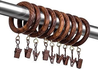 Handcrafted Rosewood Shower Curtain Rings with Clips – 2.5" Outer, 1.75" Inner Diameter – Smooth Wooden Rings with Metal Clips for Shower Curtains and Bathroom Drapes – Pack of 24