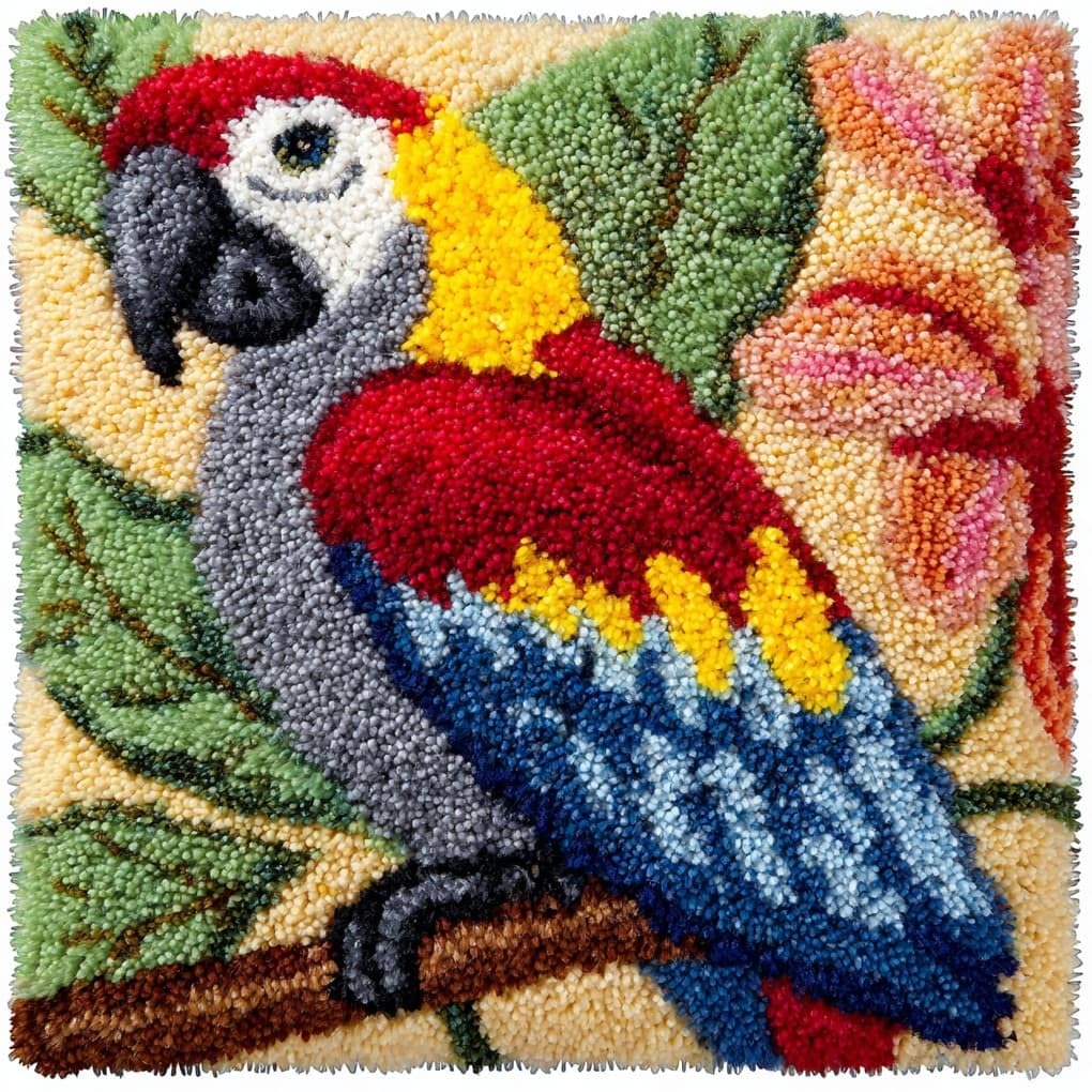 WallustrioaW Pre Printed Latch Hook Kits for Beginners,Parrots