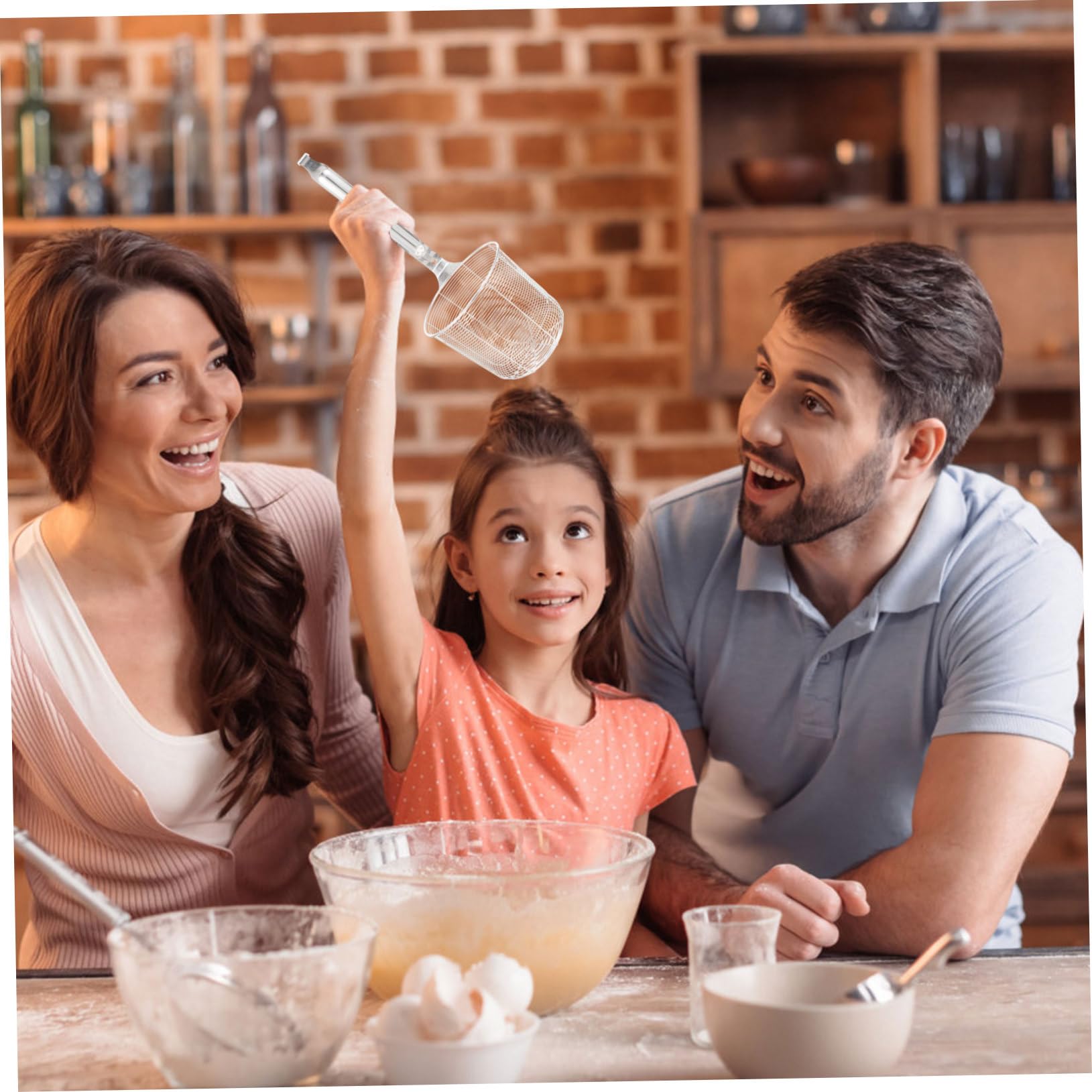 Colador de Acero Inoxidable Resistente Corrosión, Malla Fina para Freír y Escurrir Verduras, Utensilio de Cocina Duradero con Mango Largo para Uso Diario