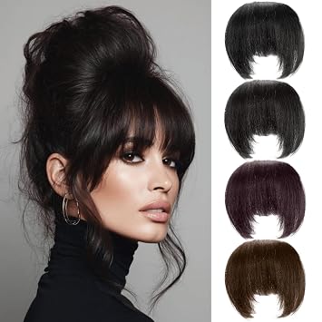 VAVANGA Yaki Bangs Hair Clips in Brown Black Fake Bangs Kinky Straight