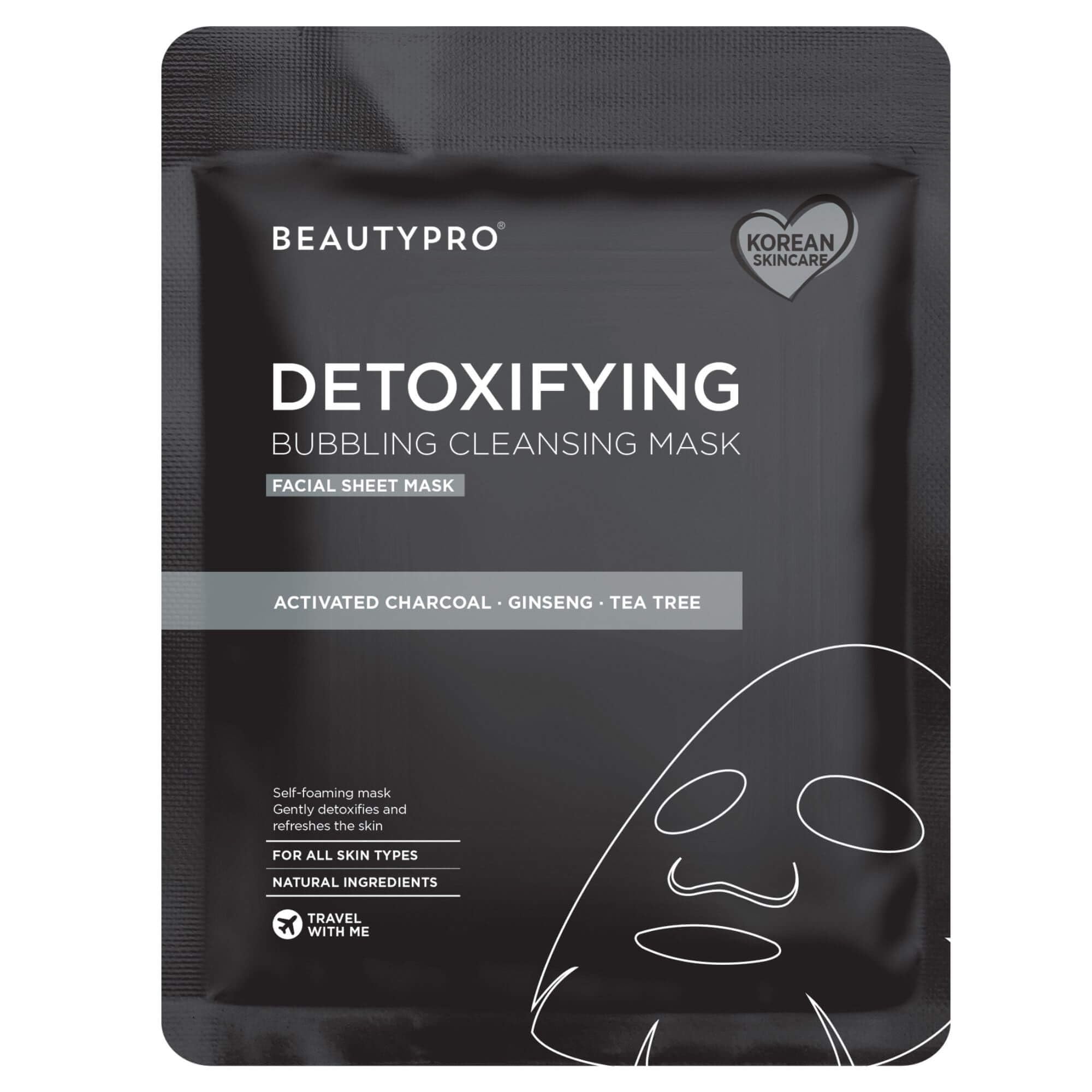 BEAUTYPRO Detoxifying Bubbling Sheet Mask with Activated Charcoal | Foaming Cleanser Mask | Purifying & Refreshing Fibre Mask | Multi Award Winning Brand