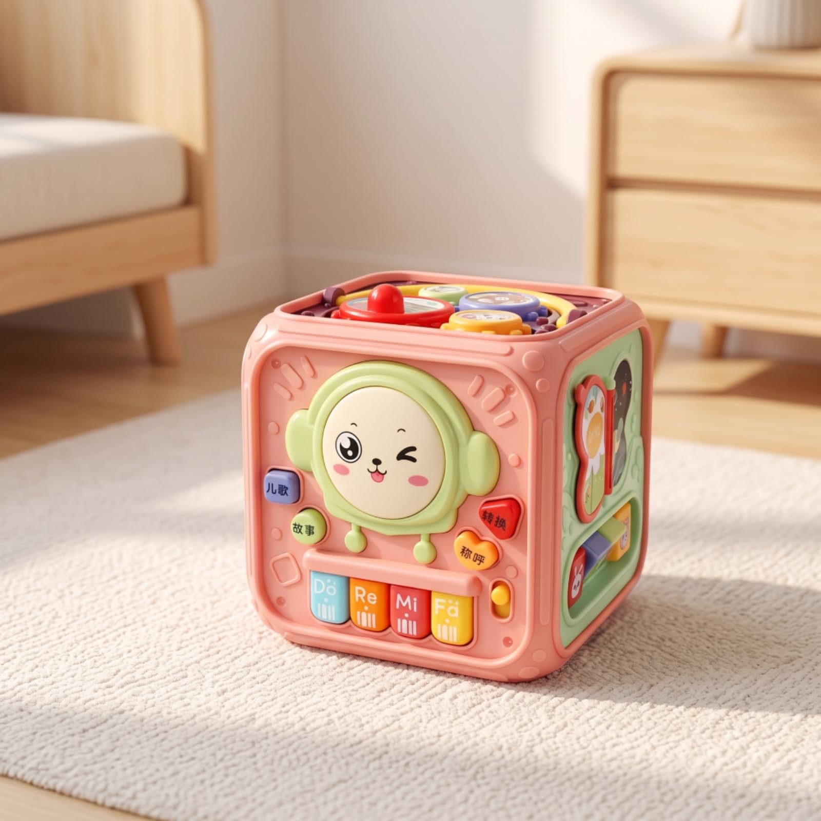 Cubo Multiattività Compatto Busy Cube Salvaspazio Gioco Educativo per Casa, Rosa, Standard