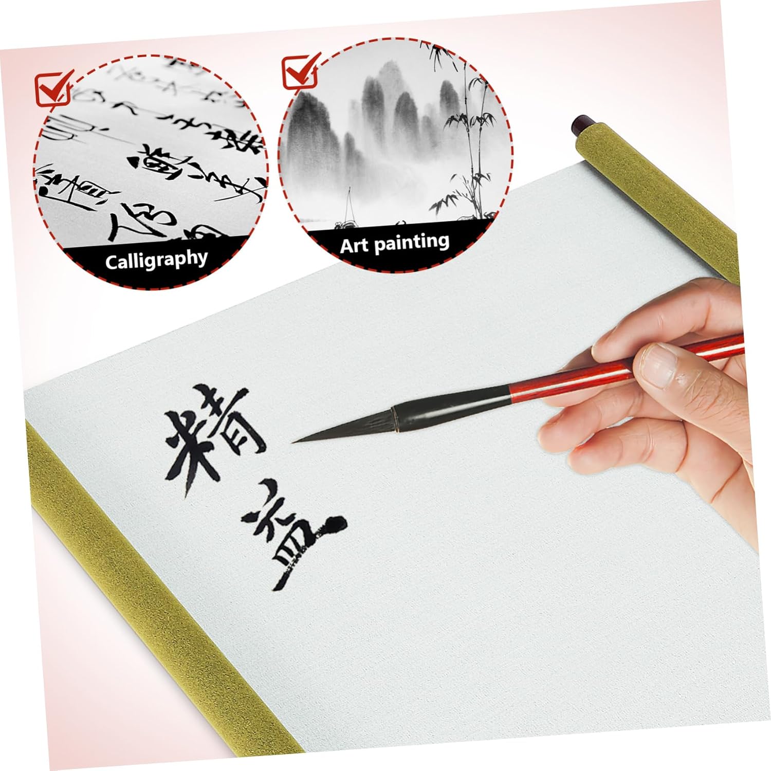 Yardwe Traditional Blank Paper Chinese Calligraphy Blank Hanging Art Water Writing Canvas Calligraphy Practicing
