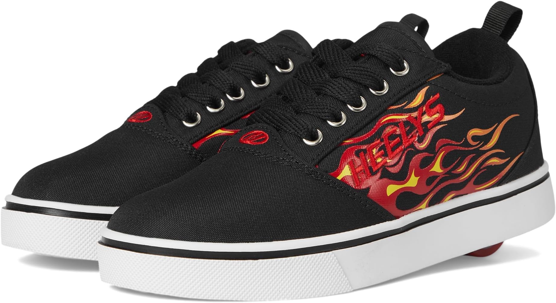 Pro 20 Prints Skate Shoe for Adult, Little,and Big Kids - Breathable Microfiber Lining, Padded Footbed, and Long-Lasting Footwear Black/Red Flames 6 Big Kid (Men's 6) M